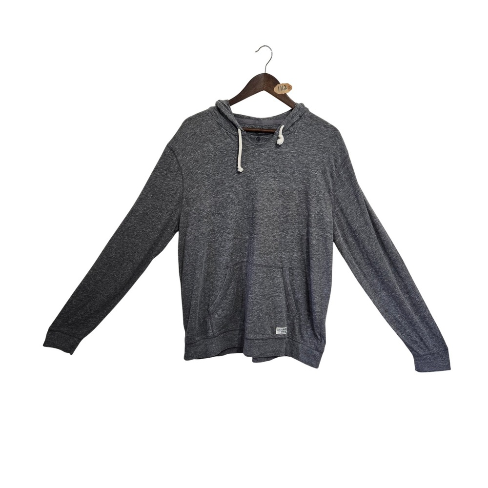 Lucky Brand Mens XL Gray Heathered Lightweight Hooded Long Sleeve T-Shirt Hoodie